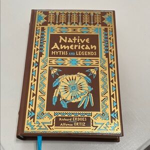 Brown and Blue Coffee Table Book with Native American Accents